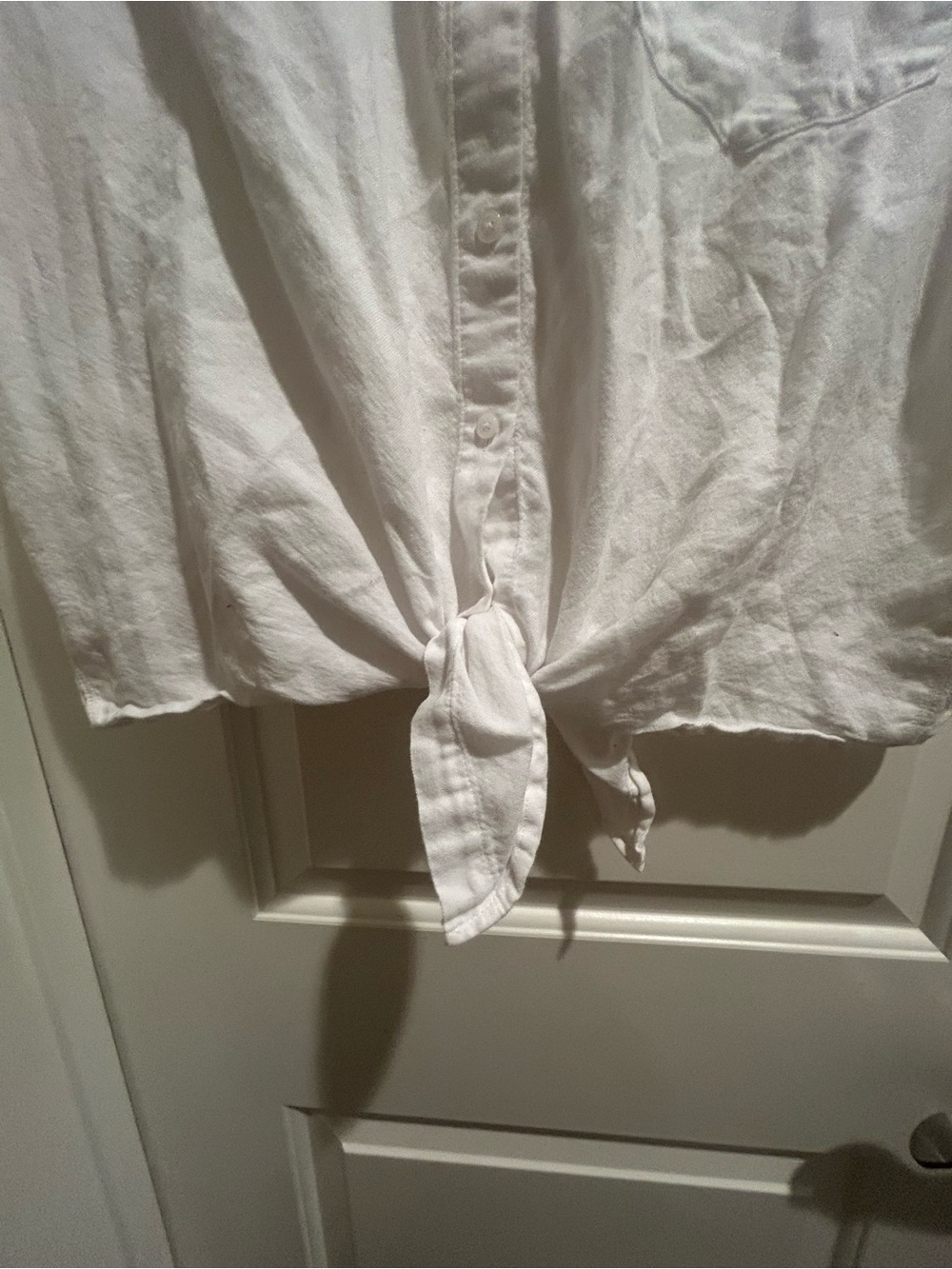 Madewell White Short-Sleeve Tie-Front Button Down Shirt Size Small - Picture 3 of 4